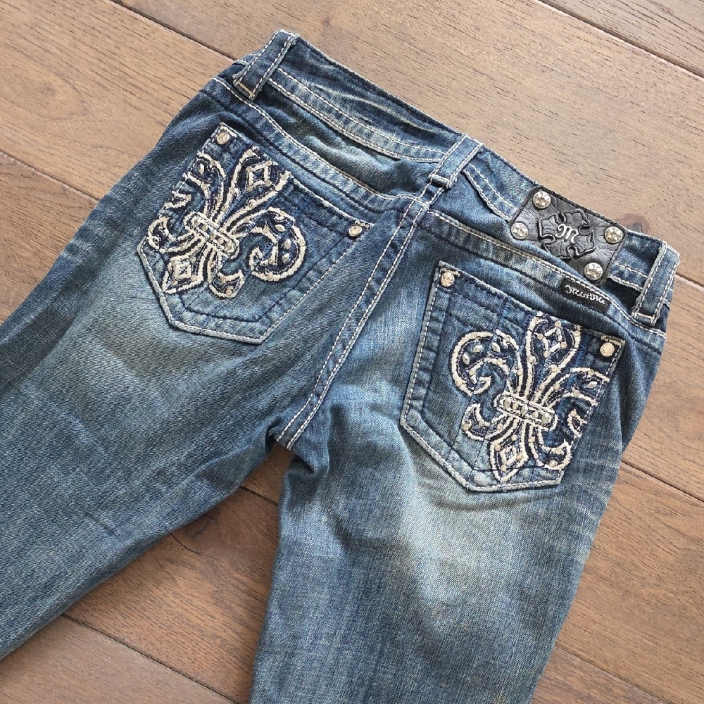 Miss Me Blue Jeans with Embellished Pockets